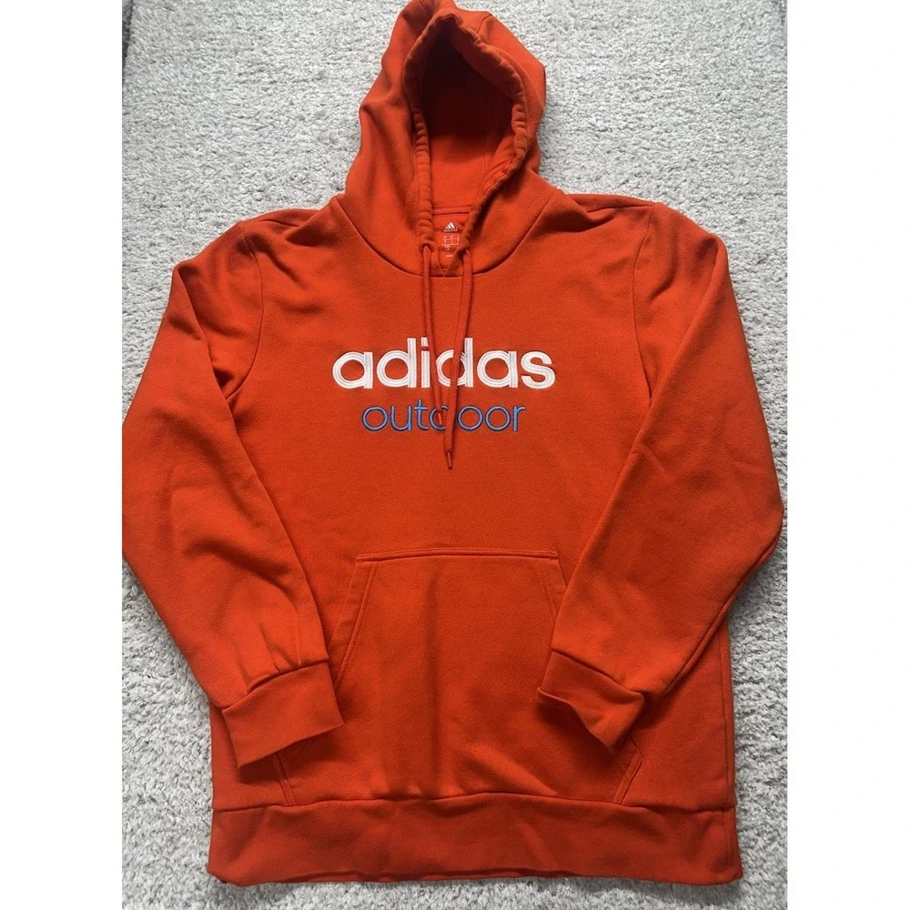 Adidas Performance OUTDOOR Pullover  Training Sweatshirt Mens Large‎ Orange Logo